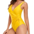 thumbnail image 2 of Sakmal Yellow Plus Bathing Suit for Women One Piece Swimsuits Solid High Cut Swim Suits for Women 2024, 2 of 4