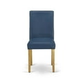thumbnail image 3 of East West Furniture Abbott 35" Leather Dining Chairs in Oak/Blue (Set of 2), 3 of 4