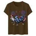 thumbnail image 3 of T-shirts Grande Taille pour Femmes, Imprimé Jour de l'Indépendance, Manches Courtes, Col Rond, Bronze TTG, 3 of 3