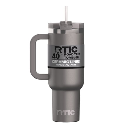 RTIC 40 oz Insulated Tumbler with Handle Ceramic Lined Leak-Resistant Straw Lid Graphite