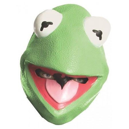 Kermit the Frog Mask Big Eyes Muppet Green Vinyl Puppet Cartoon Halloween Costume Accessory Unisex Adult Teen Mens One Size