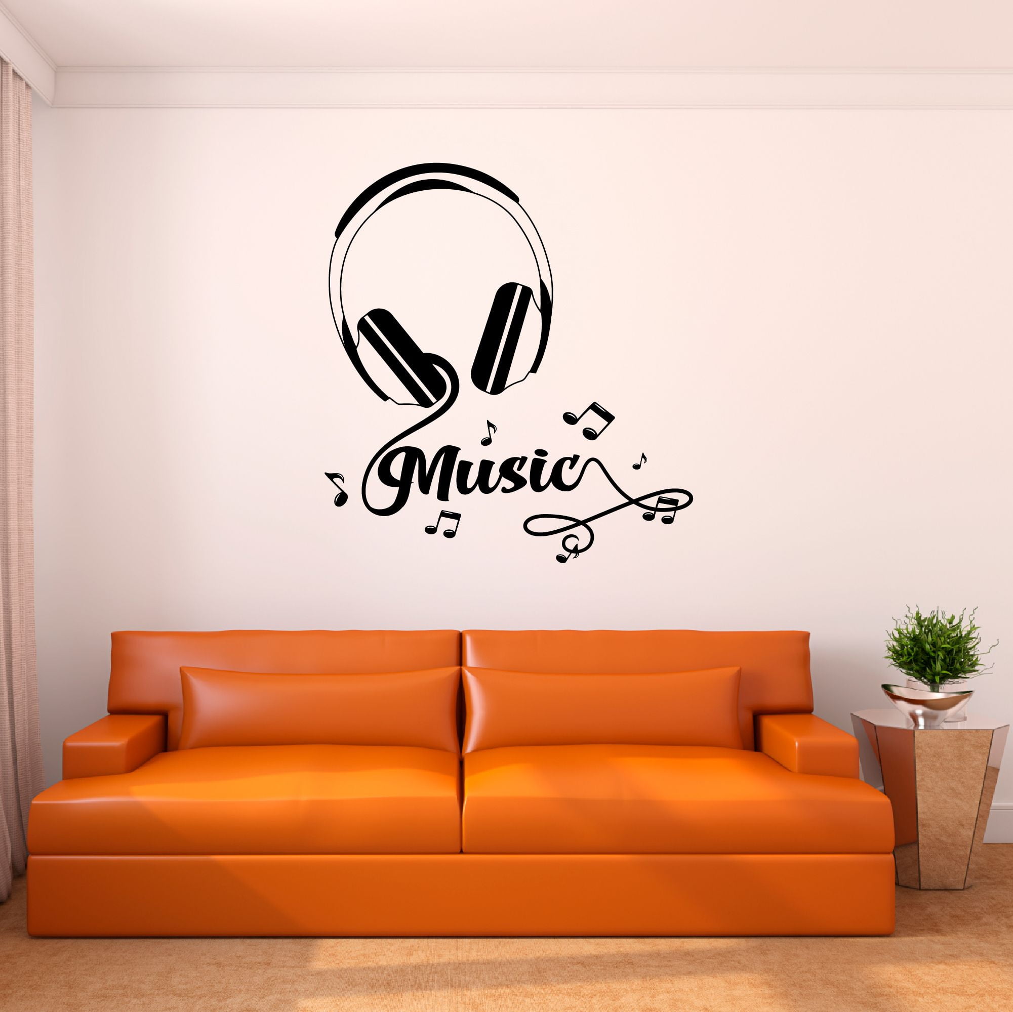 Headphone Vinyl Wall Sticker - Music Art Dj Diecut Weatherproof Decal -  Silhouette Cut Decor Mural - Music Sticker - Headphone Sticker