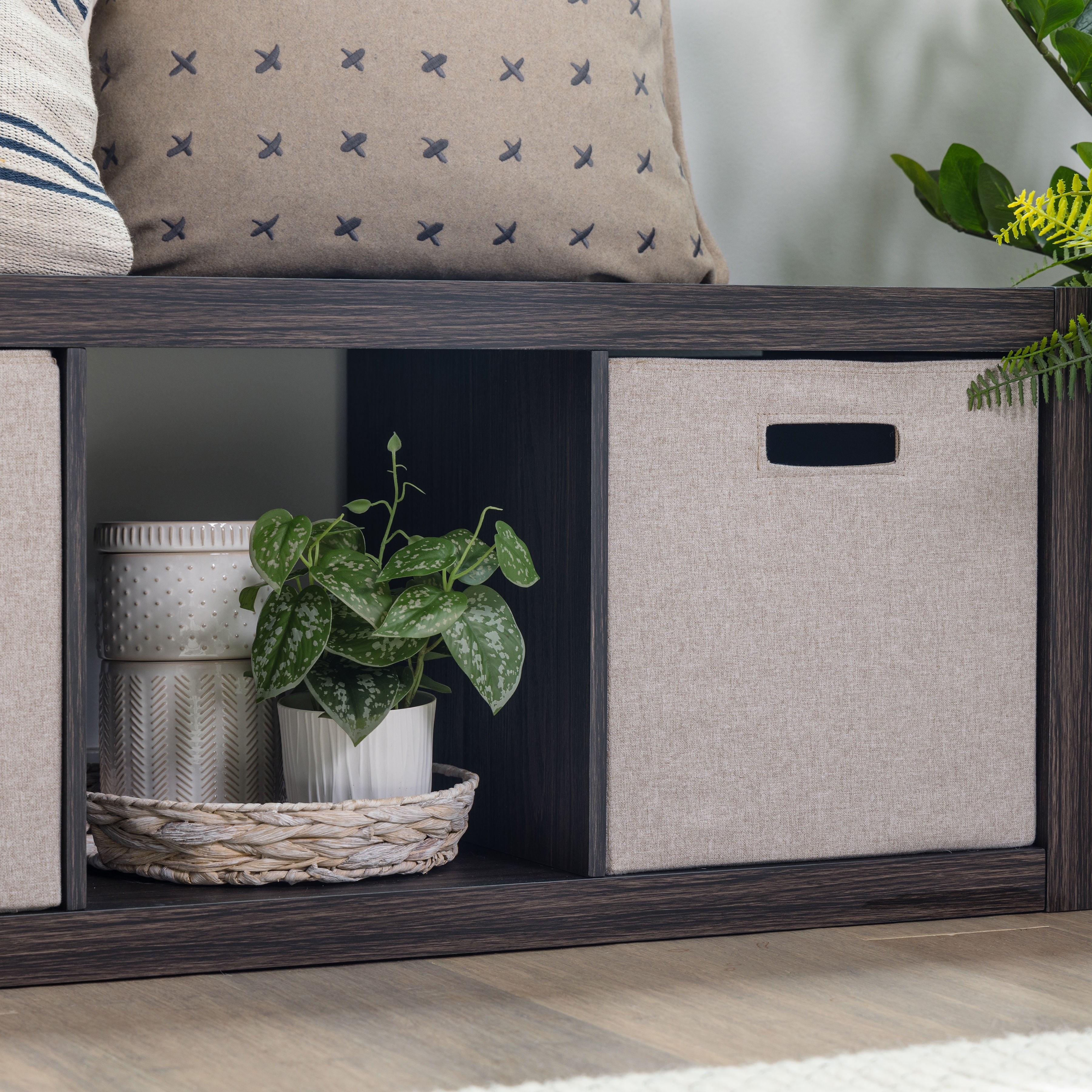 Better Homes & Gardens 4 Cube Vertical Storage Organizer, Tobacco Oak
