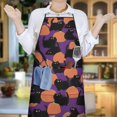 thumbnail image 5 of Purple Halloween Black Cats and Pumpkins Apron-Garden Aprons for Women with Pockets-Cotton Linen Waterproof Kitchen Cooking Gardening Aprons Adjustable for Kitchen,Cooking,BBQ and Salon 33"x27", 5 of 7