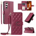 thumbnail image 1 of For Samsung Galaxy A54 5G Crossbody Leather Case Ring Buckle Wallet Stand Rhombus Mobile Cover - Gre, 1 of 5