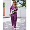 thumbnail image 5 of Ekouaer Satin Pajama Set for Women Silky Sleepwear Long Sleeve Top and Pants Button Down Pjs Lounge Set, 5 of 6