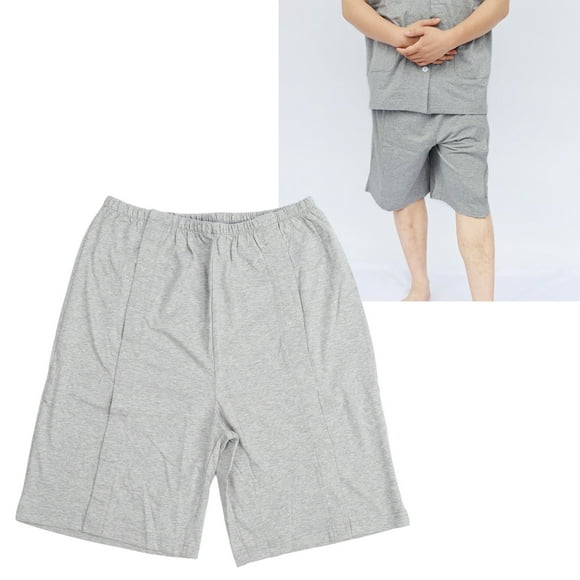 Unisex Tear Away Shorts, Comfortable Simple Operation Cotton Sweat Absorbent Post Surgery Shorts Light Grey Elastic Waist for Daily M,L,XL