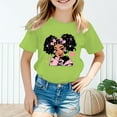 thumbnail image 3 of XUELUO Juniors Girls Tops & T-Shirts Summer Cartoon Print Round Neck Short Sleeve Loose Casual Pullover Tee Shirts Activewear,Green,12-14 Years, 3 of 5