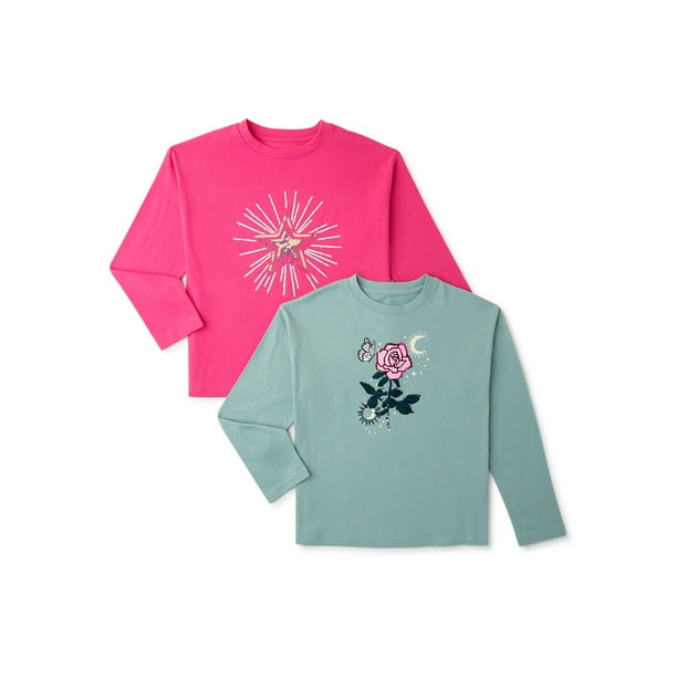 Bat my Attendance Wonder Nation Girls Long Sleeve Embellished Graphic T-Shirts 2-Pack, Sizes 4-18 & Plus - Walmart.com Bat my Attendance Wonder Nation Girls Long Sleeve Embellished Graphic T-Shirts 2-Pack, Sizes 4-18 & Plus - Walmart.com