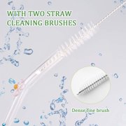 Lnrkai 12 Pcs Reusable Glass Straws, Cute Flower Reusable Drinking Straw with 4 Cleaning Brushes for Juice