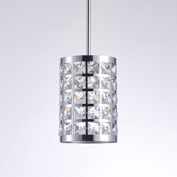 Pasargad Home PMT-04 Hermoza Metal & Crystal 39.4"L Pendant Lights, Chrome & Clear