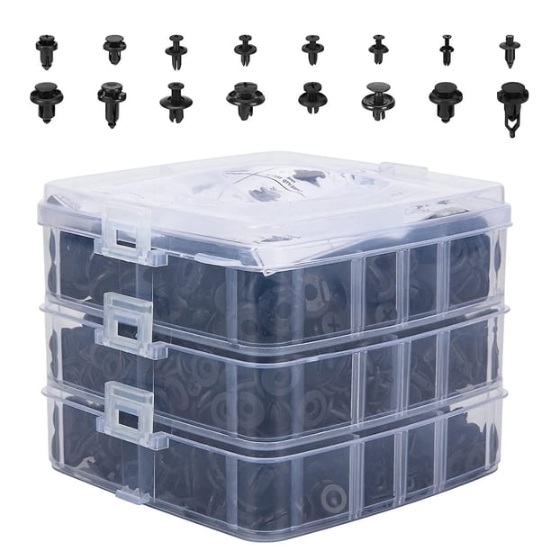 620 piezas Clips de retención de automóvil Kit de sujetadores de plástico Clips de remache de guardabarros 16 tamaños más populares Juego de remaches de pasador de empuje automático para Toyota G