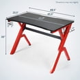 thumbnail image 2 of Demi Bonn Ergonomic Gaming Desk with Carbon Fiber Surface and R-Shape Steel Frame, Small Home Office Desk Study Writing Table, Black, 2 of 8