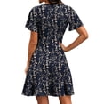 thumbnail image 5 of Hbhpov Women's Summer Causal Dresses V-Neck Short Sleeve Floral Beach Sundress M-2XL, 5 of 6