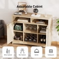 thumbnail image 3 of CHITOOMA Fluted Coffee Bar Cabinet with Wine Glass Rack, Modern Buffet Sideboard with Adjustable Storage Shelves and Doors, Liquor Bar Table for Dining Room or Living Room, Natural, 3 of 8