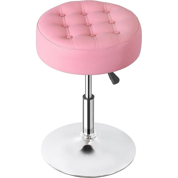 YANG2 Adjustable Vanity Stool Chair for Makeup, 360° Swivel Makeup Vanity Chair Faux Leather Vanity Stool for Makeup Room, Bathroom and Living Room, Pink