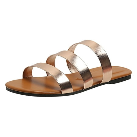 OJSFQUFP Sandals Women Dressy Summer Women Slippers Fashion Summer New Pattern Round Toe Open Toe Comfortable and Non Slip Large Slip On Shoes Slipper Shoes for Women Gold 37