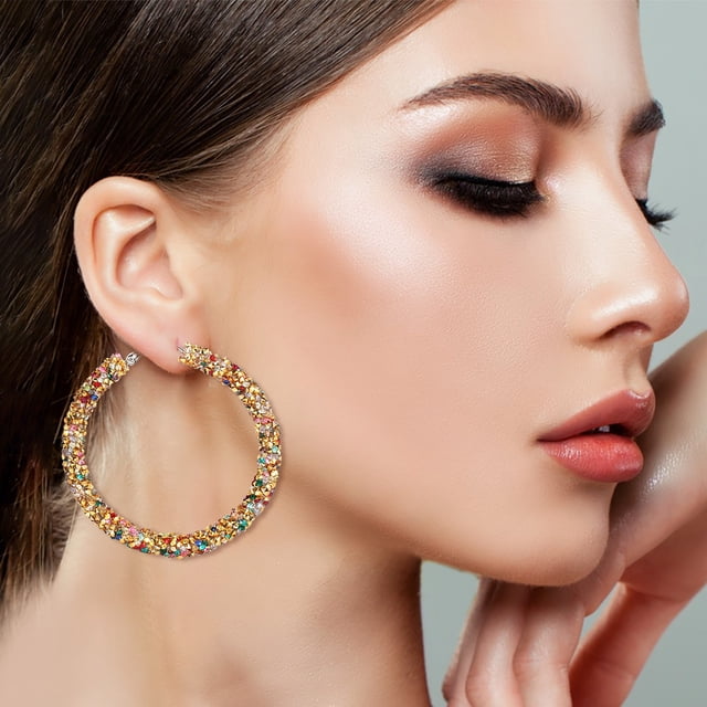 Fiudx Joyería Moda Personalidad de La Moda Aleación Diamante Pendientes Simples Pendientes de Moda