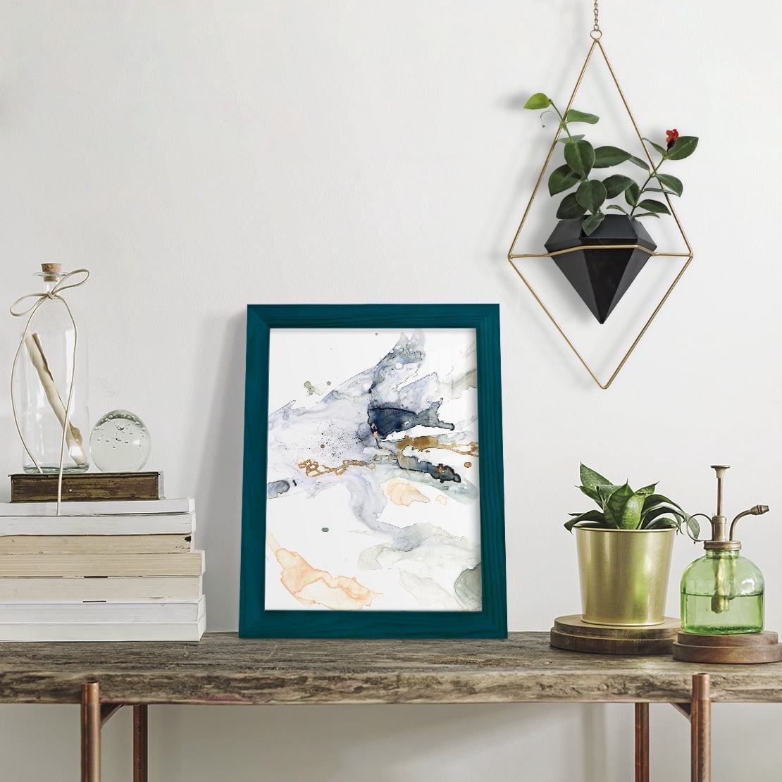 Organic Interlace II -Framed Print w/glass-Ocean Blue