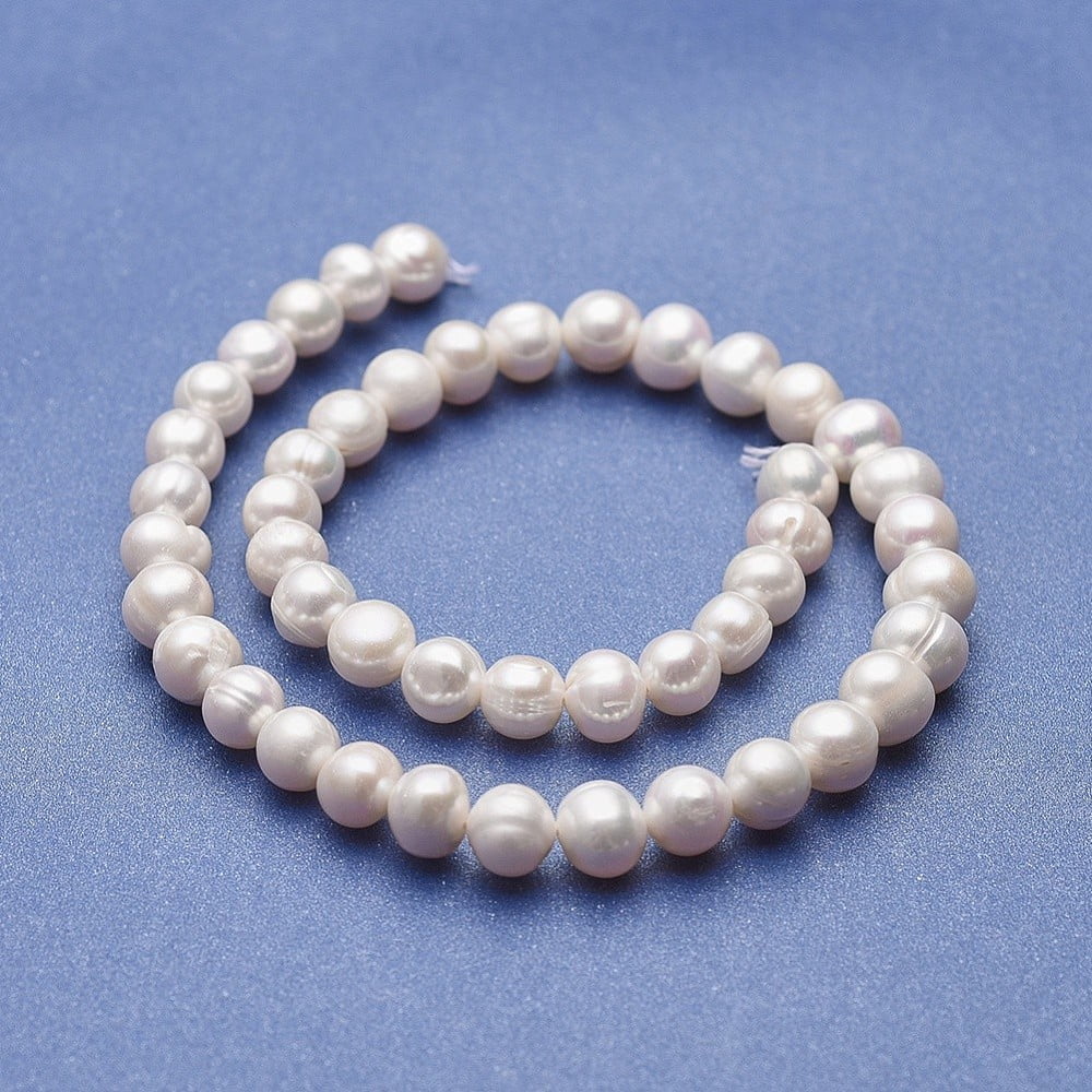 1strand Cultured Freshwater Pearl Beads Strands Potato White 9~10.5x8~9.5mm Hole: 0.5mm about 42pcs/strand 14.5 inch