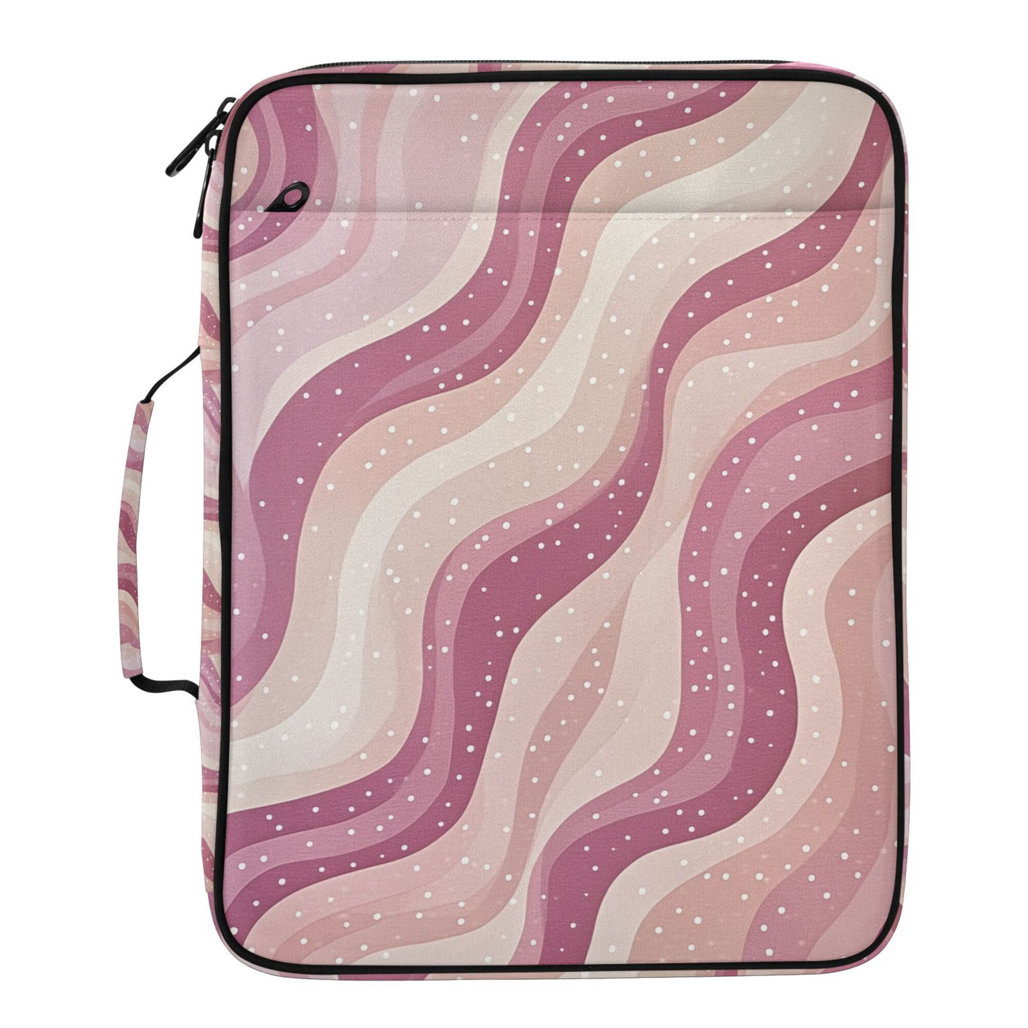 FORMRS Accordion File Folder A4 Size 7-Pocket Expanding Document Organizer Bag with 3 Ring Binder, Pink Brown Pattern
