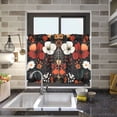 thumbnail image 4 of Yayeee Kitchen Curtains Tier Pair Light Filtering 27"x36" Rod Pocket Short Cafe Window Panel, Red Flowers Pattern, 4 of 7