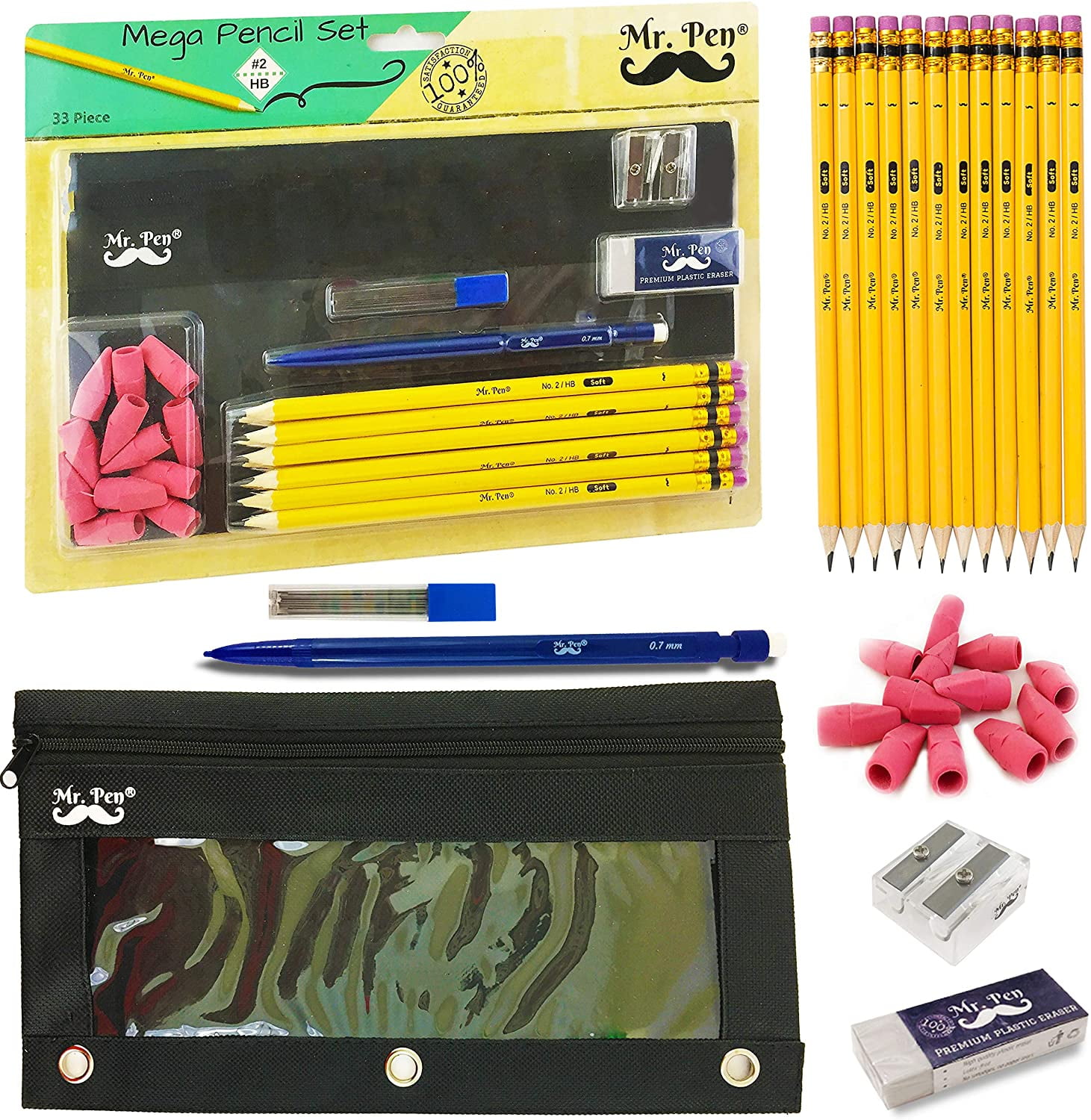 Mr. Pen Pencil with Eraser Set, Pencil Erasers, Pencil and Sharpner
