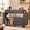 Black, variant on Haooyeah Wrapping Paper Storage Cart with Foldable Tabletop, Power Outlets, Rolling Craft Organizer,Blue