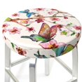 thumbnail image 3 of Vsdgher Watercolor Floral With Butterflies Print Stool Covers Round,Stretch Round Stool Covers Washable Stool Cushion Slipcover Elastic Chair Covers for 12-14 Inch Chair, 3 of 7