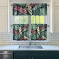 thumbnail image 2 of Beach Vibes Kitchen Curtains 3 Piece Set, 27.5x24 Inch Polyester Drapes with Tropical Palm Leaves and Flowers, 2 of 4