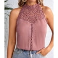 thumbnail image 5 of Women'S Hollow Out Lace Vest Top Summer Fashion Sleeveless Blouse Chic Casual Streetwear Skin Red XL, 5 of 9