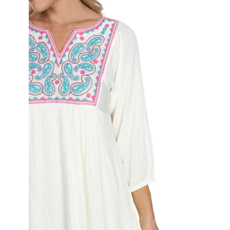 Embroidered smock dress white outlet