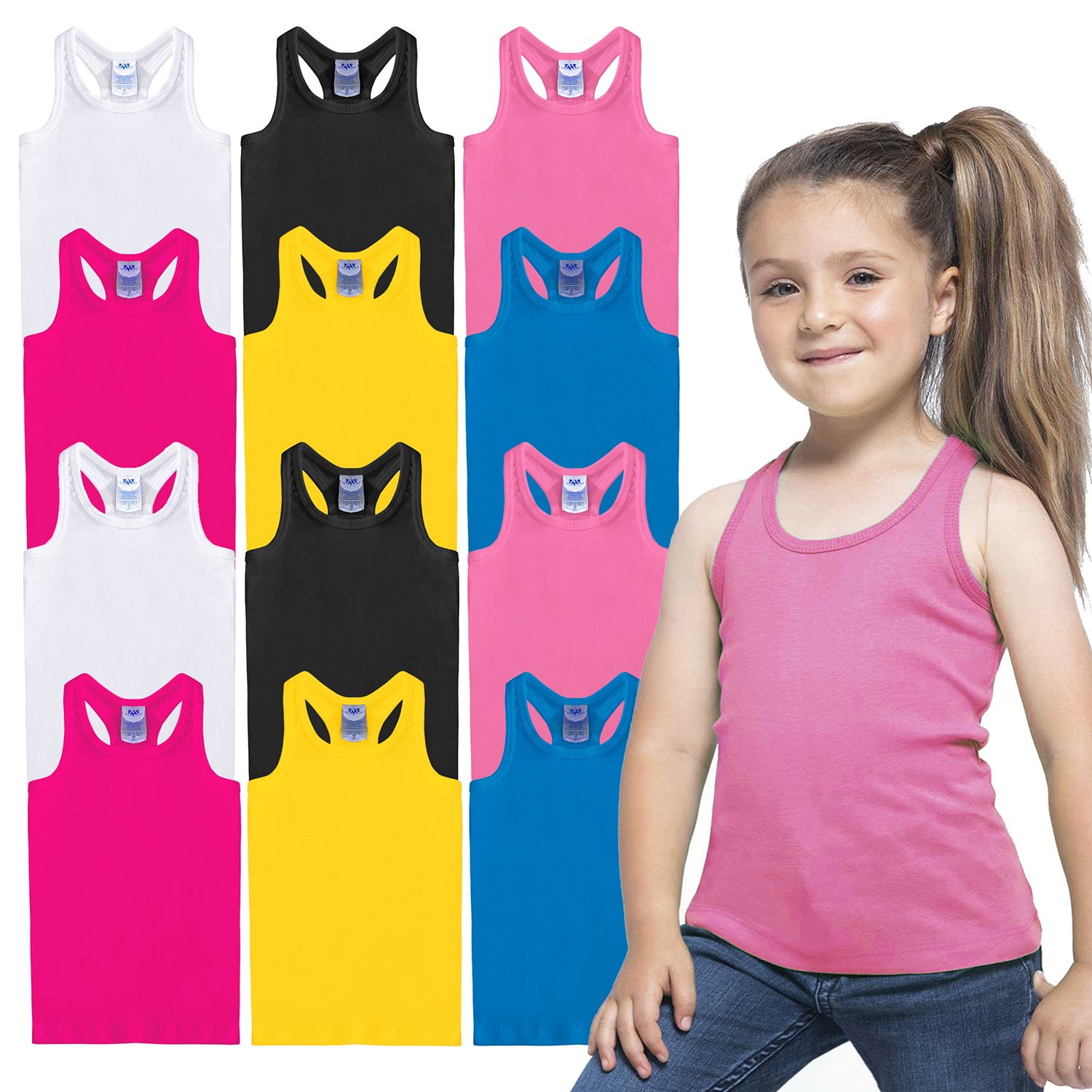 Basico 12 Pack Toddler Tank Tops Girls Assort 2 Tank Top Pack