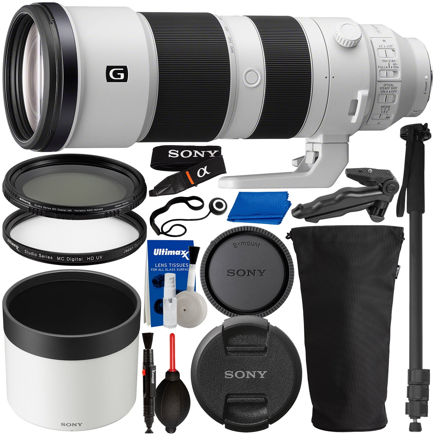  Sony FE 200-600mm f/5.6-6.3 G OSS Lens with Accessory Bundle  (Filter Kit, Cleaning Pen, 50 Tripod and More) SEL200600G : Electronics