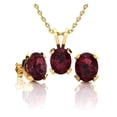 thumbnail image 1 of Paris Jewelry 18K Yellow Gold Plated 4ct Garnet Round Necklace & Earrings, 1 of 4