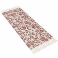 thumbnail image 2 of Farmhouse Red Entryway Runner Rug 2x4ft,Vintage Flower Leaf Botanical Plant Washable Woven Living Room Hallway Bedroom Kitchen Carpet with Tassels,Indoor Outdoor Throw Door Mat for Entryway, 2 of 5