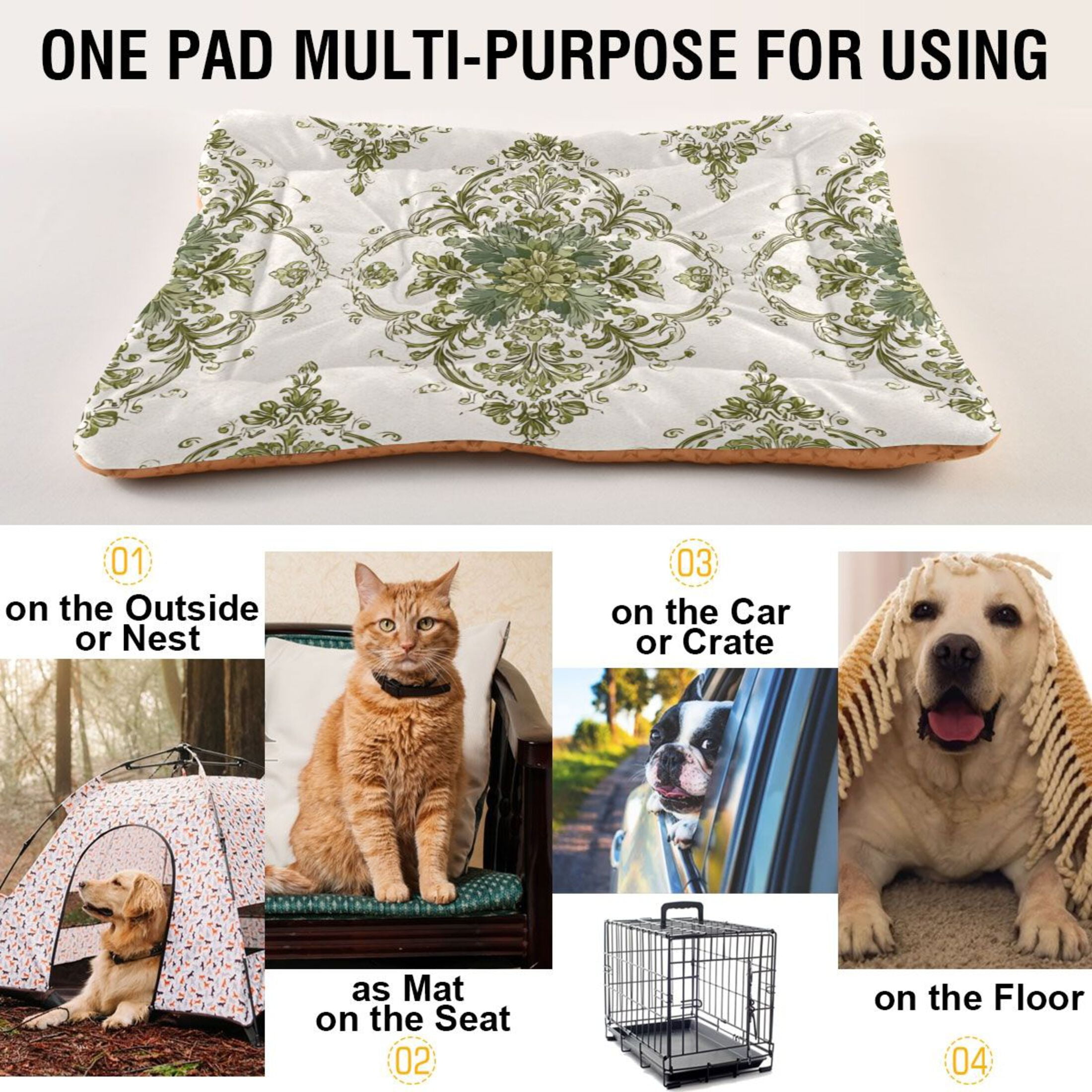 Cozy Mat Pet Bed Indoor Outdoor Warm Soft For Cat Dog Puppy(S/M) Elegant Pattern