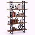 thumbnail image 2 of Tribesigns 47.2 Inches Solid Wood 5-Tier Shelf Bookcase, Vintage Industrial Wood & Metal Book Shelves for Home and Office Organizer Bookshelf, Retro Brown, 2 of 8