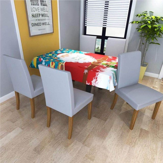 kurtrusly Christmas Tablecloth Stretch Table Cover Decoration Home Party Supply