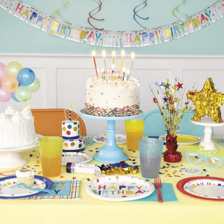 Happy Birthday Balloon Paper Dessert Plates, 60-Count