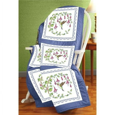Janlynn 21-1758 Stamped Cross Stitch Quilt Blocks Hummingbird, 18 x 18 in. - Pack of 6