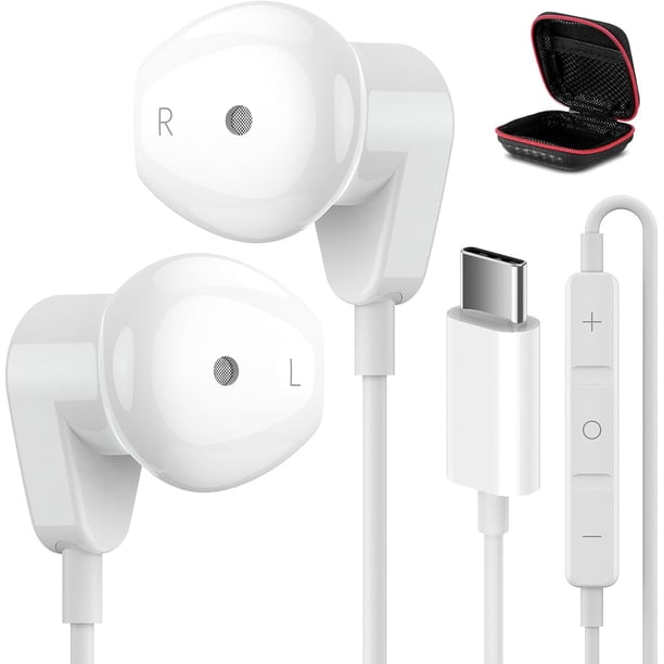 Auriculares USB C para iPad Pro iPhone 16 15 Pro HiFi estéreo USB-C con cable con micrófono control de volumen tipo C para Samsung S24 S23 Ultra S22 S21 Note20, Pixel 9 8 7 6 6a 5, OnePlus9