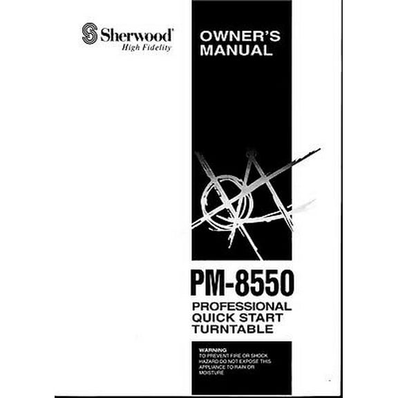 Instruction Manual ONLY for Sherwood PM-8550 Turntable Owners Instruction Manual REPRINT