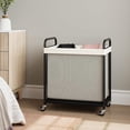thumbnail image 3 of Laundry Hamper 2 Section, 100L Rolling Laundry Sorter with Removable Liner Bag, Laundry Basket with Wheels, Steel Frame with Metal Handle, Clothes Hamper Cart for Laundry Room & Bedroom, 3 of 9