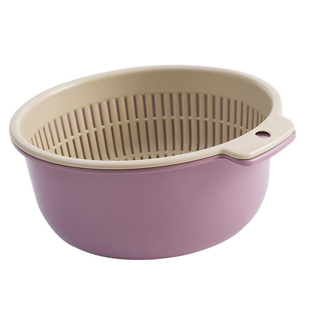 Lavabo para limpieza de frutas, colador de cocina, cuenco de almacenamiento, multifuncional, doble capa pequeño rojo