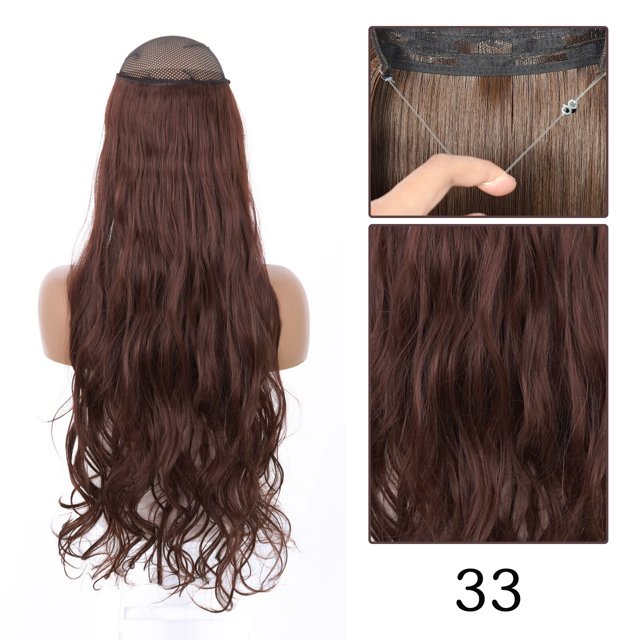 AZQUEEN-extensión de cabello sintético largo y recto sin Clip, postizo de una pieza, línea ajustable Natural, para mujer