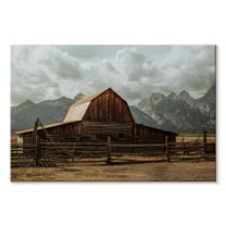 Elephant Stock Moulton Barn Wall Art - Horizontal Canvas Wall Art - Living Room Wall Decor - Architecture Canvas - Blue And Gray Decor - 48" x 32"