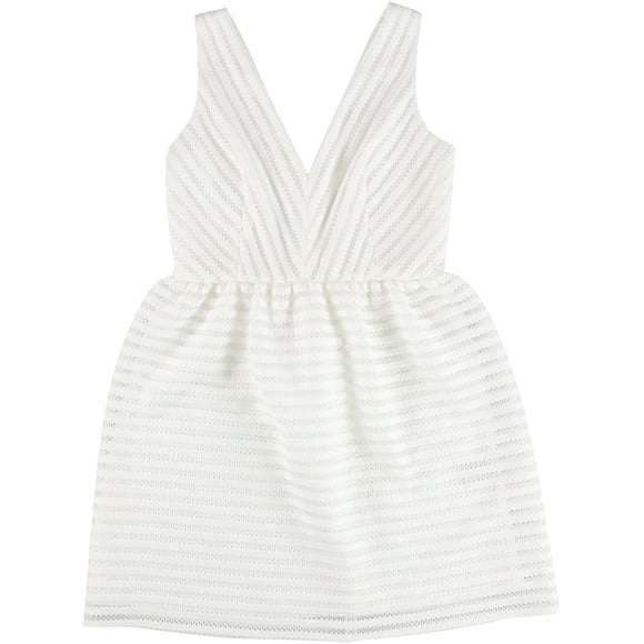 bar III Robe Évasée à Rayures Illusion pour Femmes, Blanche, 0