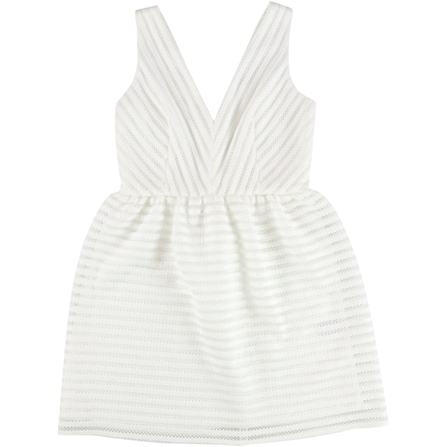 bar III Robe Évasée à Rayures Illusion pour Femmes, Blanche, 0