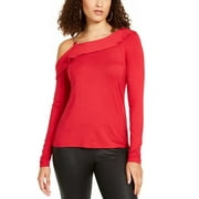 Thalia Sodi Women's Ruffled One Shoulder Top Red Size Small